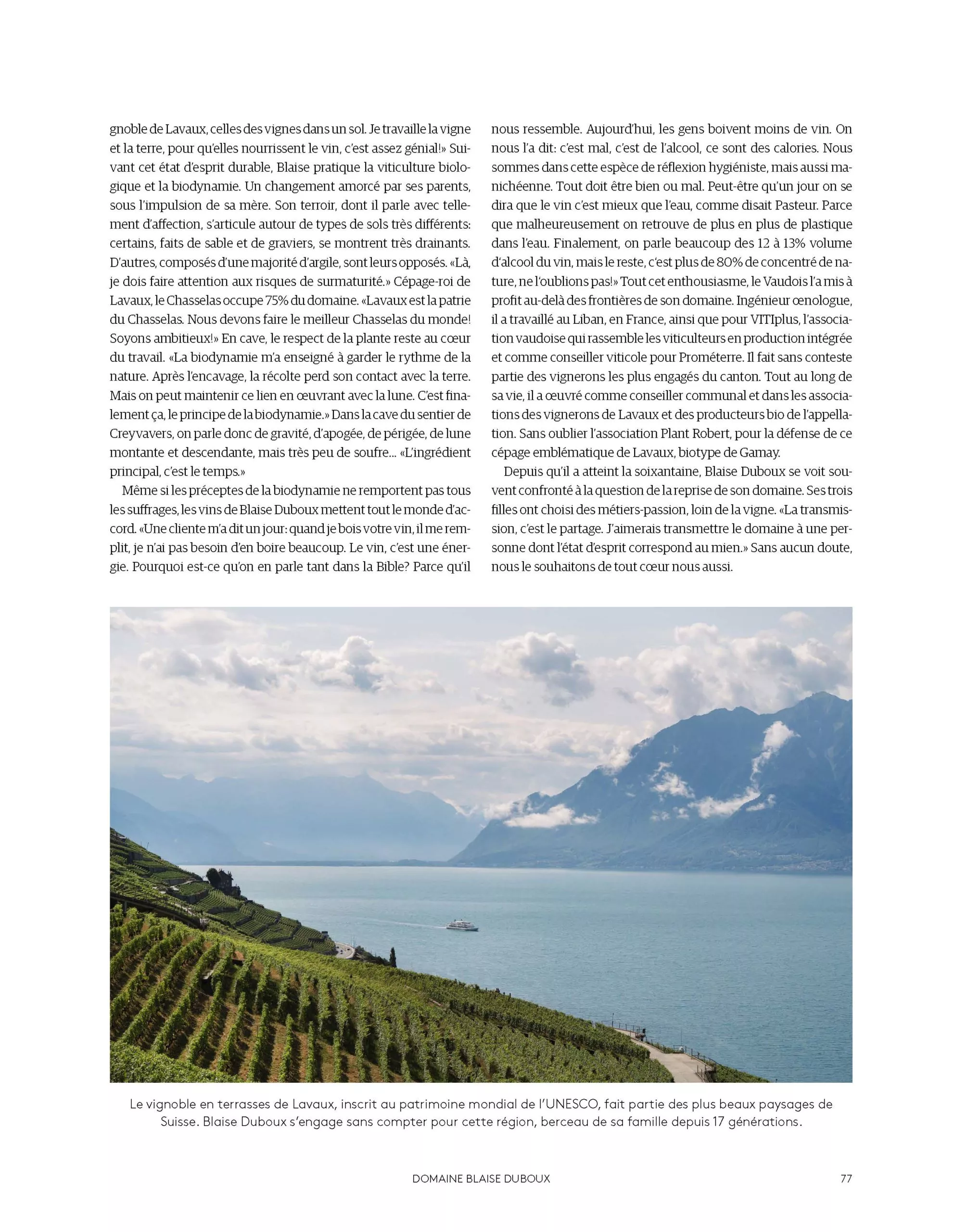 Article; Fabuleux domaines viticoles suisses 2025